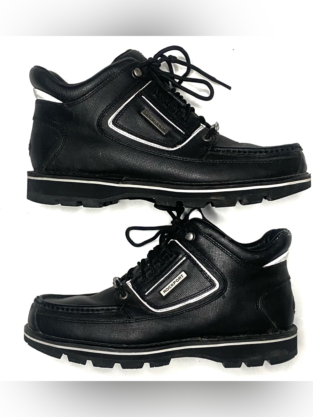 Rockport Xcs Vibram Mens Black Leather Waterproof Ankle Work Boots Size 11